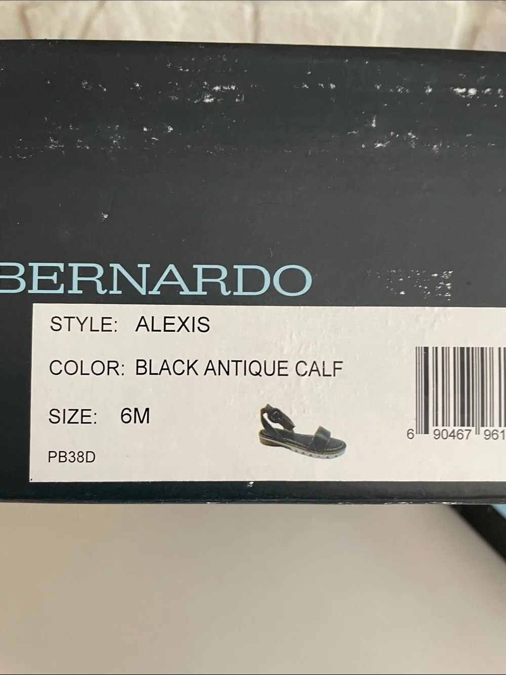 Bernardo Black Leather Ankle-Strap Sandals with Contrast Stitching